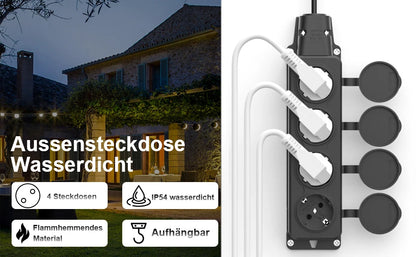 IP54 Waterproof German Standard Outdoor Power Socket - 16A 3500W Extension