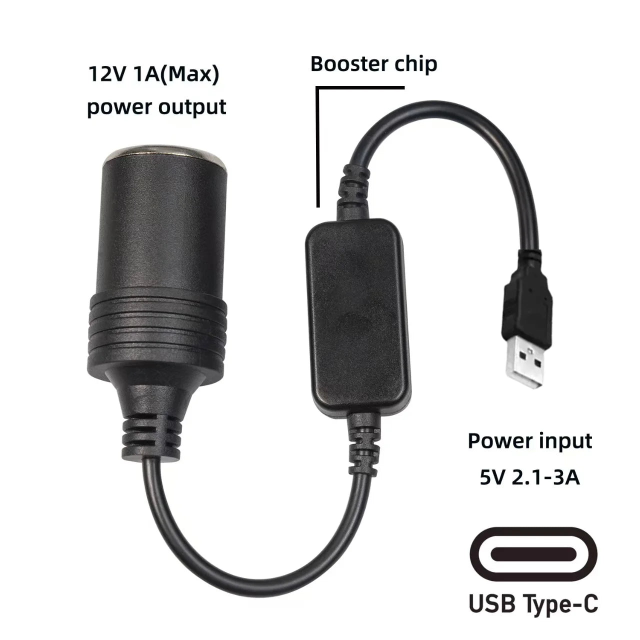 USB to 12V Car Cigarette Lighter Socket Adapter Converter