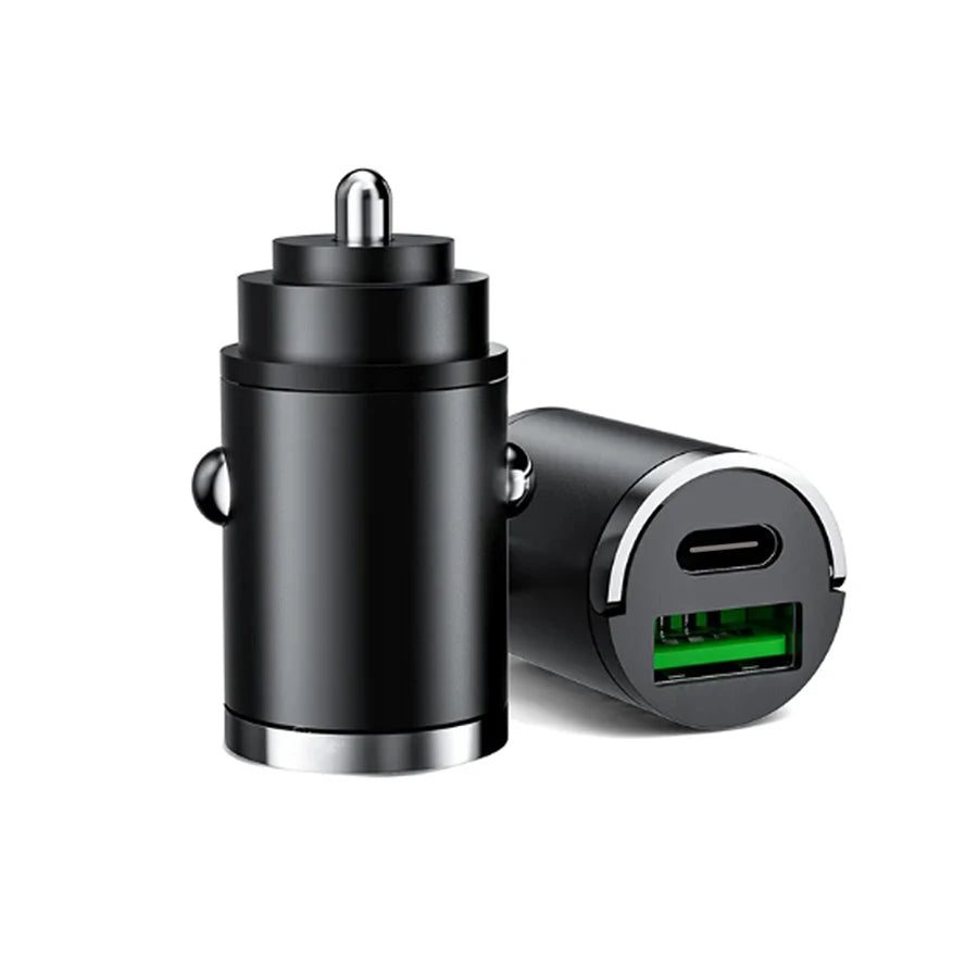 Hidden Mini Fast Car Charger - Dual USB & Type-C Adapter for All Phones