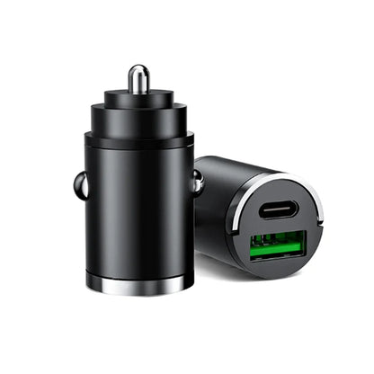 Hidden Mini Fast Car Charger - Dual USB & Type-C Adapter for All Phones