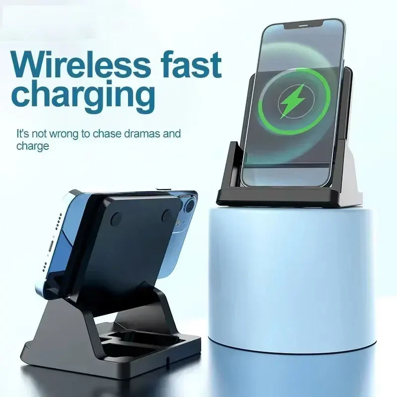 15W Fast Wireless Charging Stand - Vertical & Horizontal Phone Charger - 6