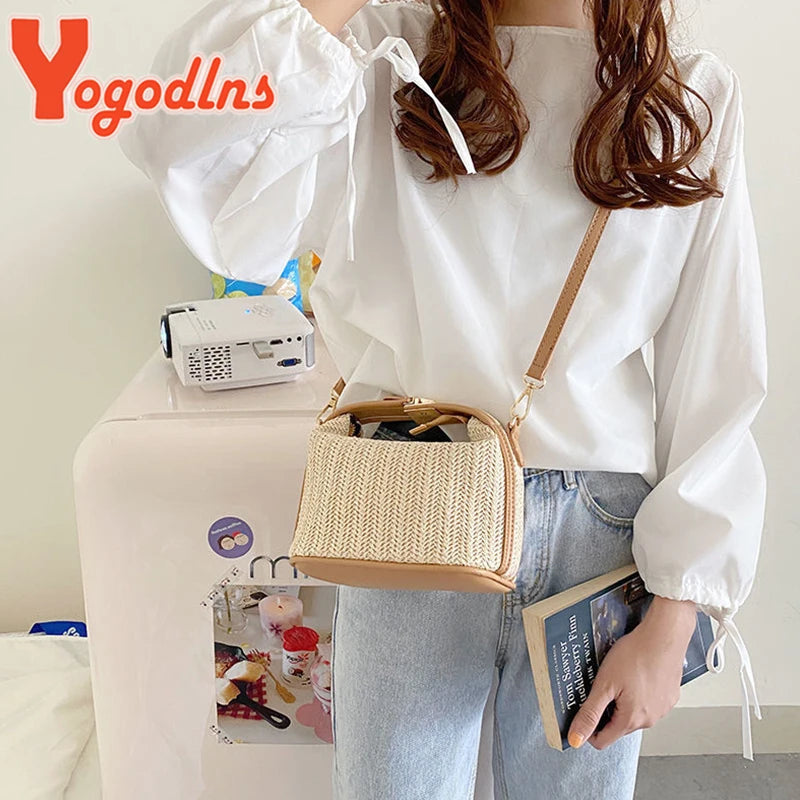 Luxury Woven Straw Bucket Bag