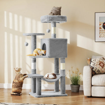 44" Multi-Level Cat Tree Tower with Scratching Posts & Cozy Condo