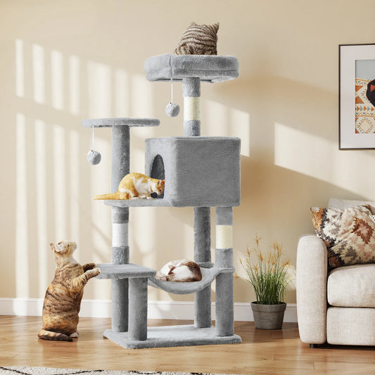 44" Multi-Level Cat Tree Tower with Scratching Posts & Cozy Condo