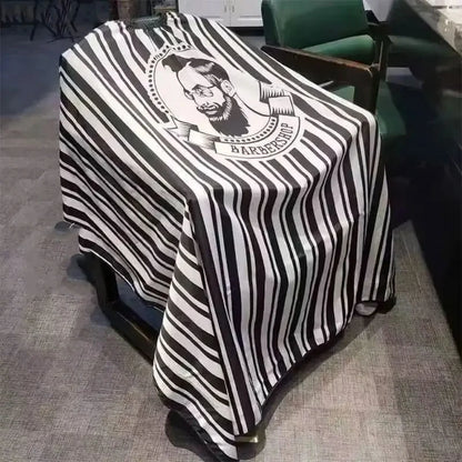 Striped Barber Cape - Waterproof Hair Cutting Apron for Salons
