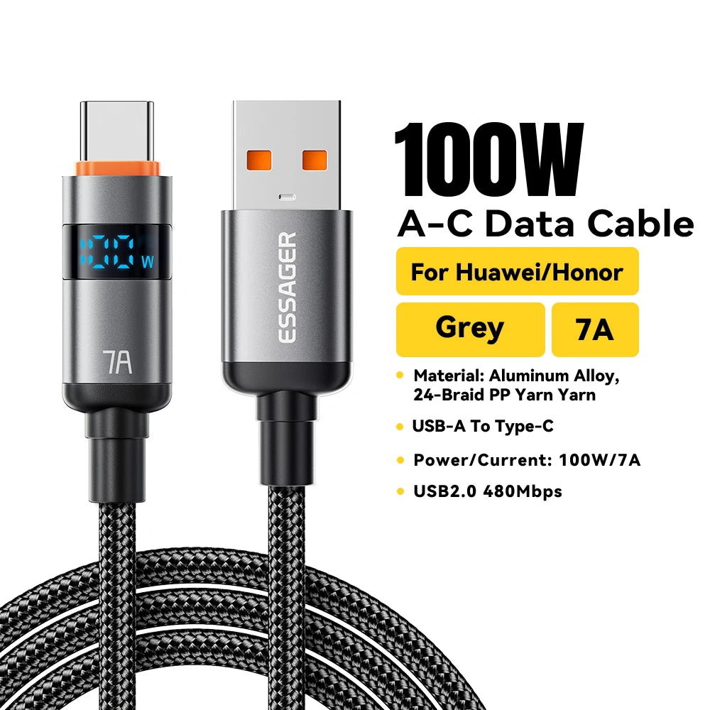 100W USB-C to USB-C Fast Charging Cable with LED Display - 22