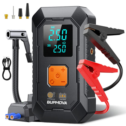Portable 1500A Car Jump Starter with 150PSI Air Compressor & Power Bank