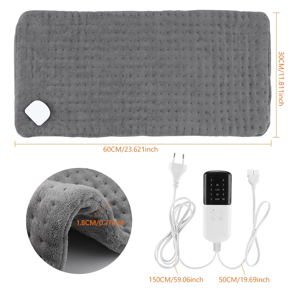 Electric Heating Pad for Back & Joint Pain Relief with Adjustable Heat & Timer