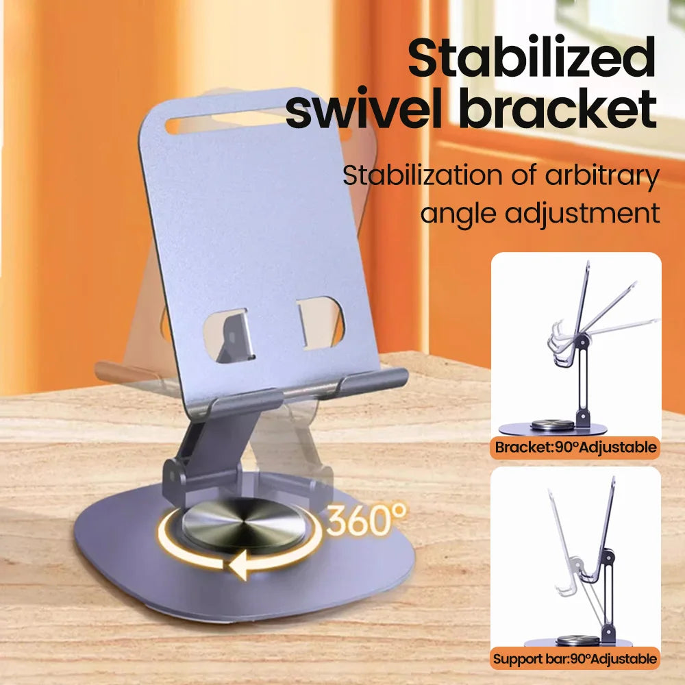 360° Rotating Foldable Phone & Tablet Desktop Stand – Adjustable Holder