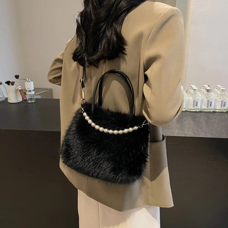 Luxury Plush Pearl Handbag