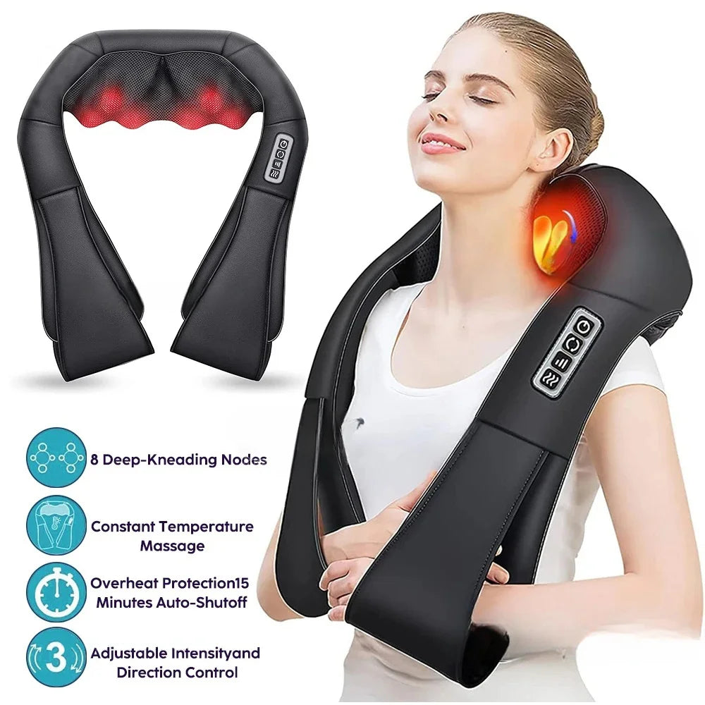 Shiatsu Neck & Shoulder Massager with Heat - Electric Back Massage
