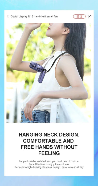 Portable 5-Speed Handheld & Neck Fan with Phone Stand & LED Display