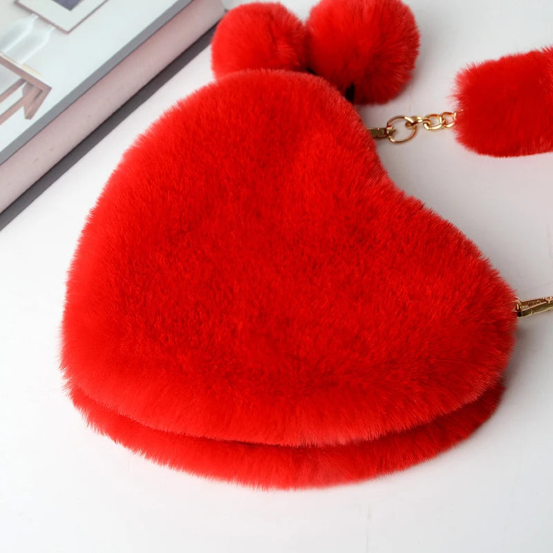 Luxury Plush Heart Handbag