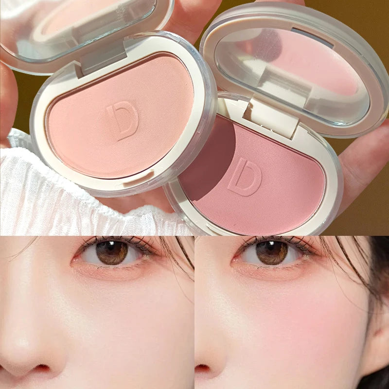 Natural Matte Face Blush & Highlighter Compact - Long-Lasting Glow Palette