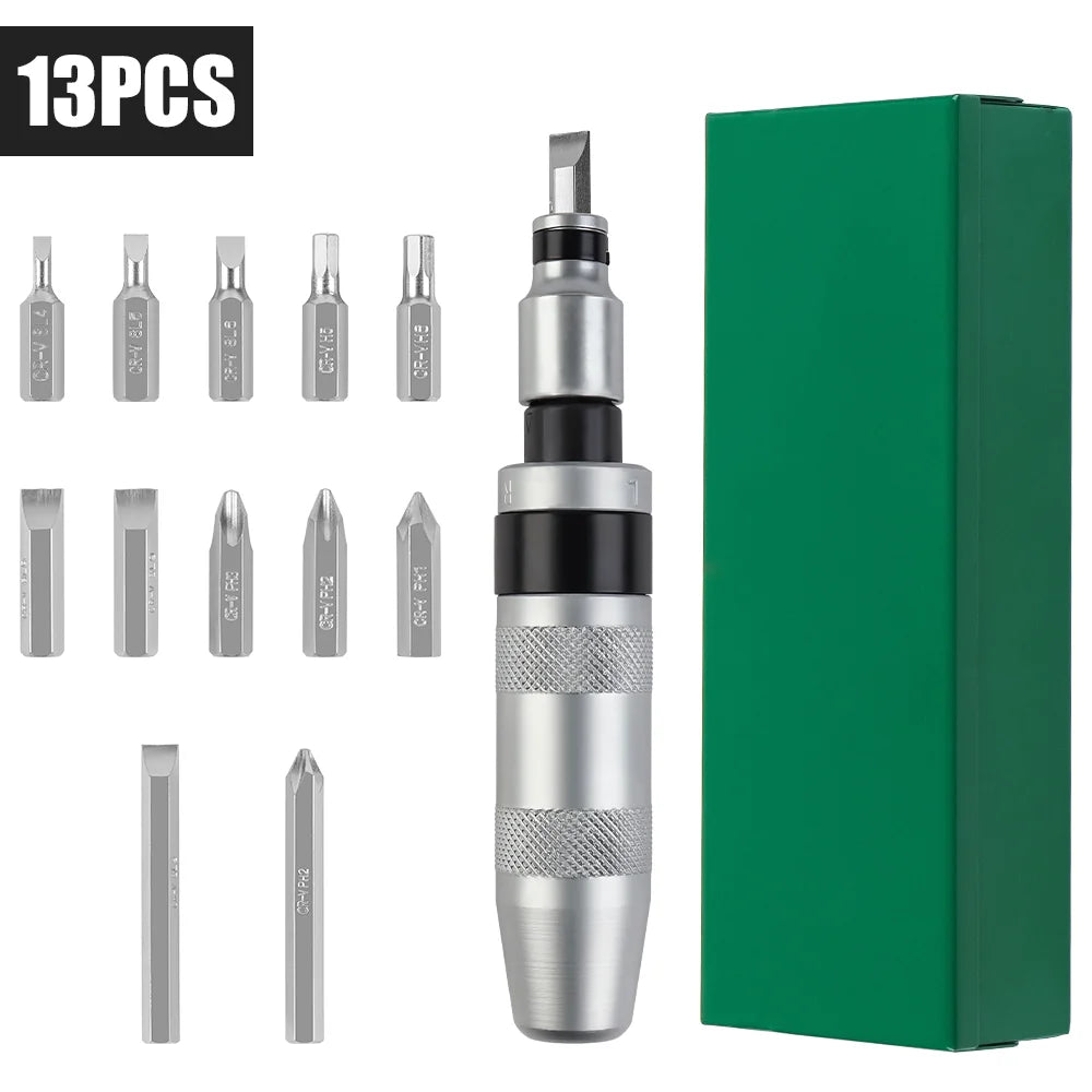 Heavy Duty Manual Impact Screwdriver Set | Reversible Hand Tool Kit - 12