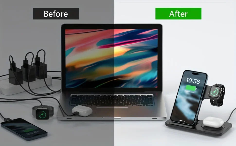3-in-1 Foldable Wireless Charging Station for iPhone, iWatch & AirPods