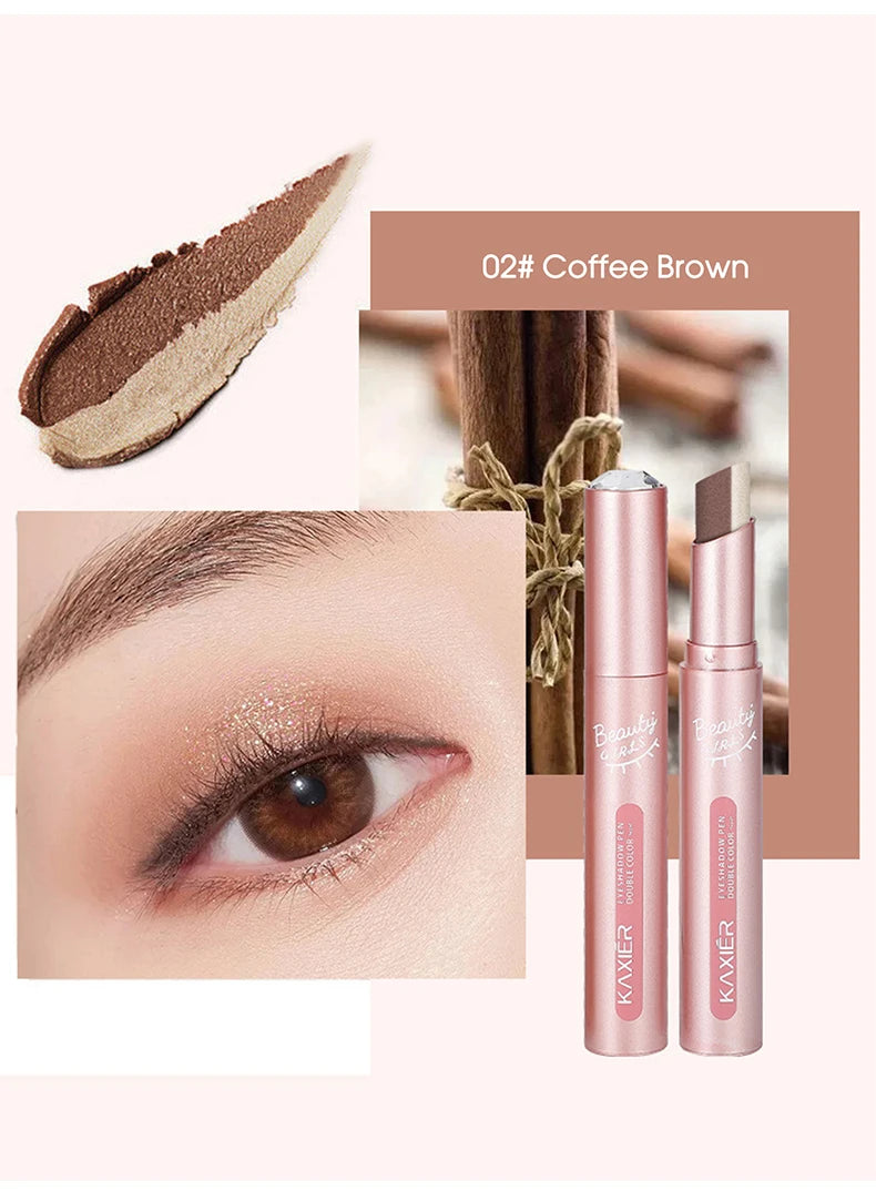 Gradient Two-Tone Eyeshadow Stick - Waterproof Shimmer Eye Makeup