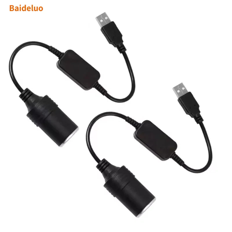 USB to 12V Car Cigarette Lighter Socket Adapter Converter - 1