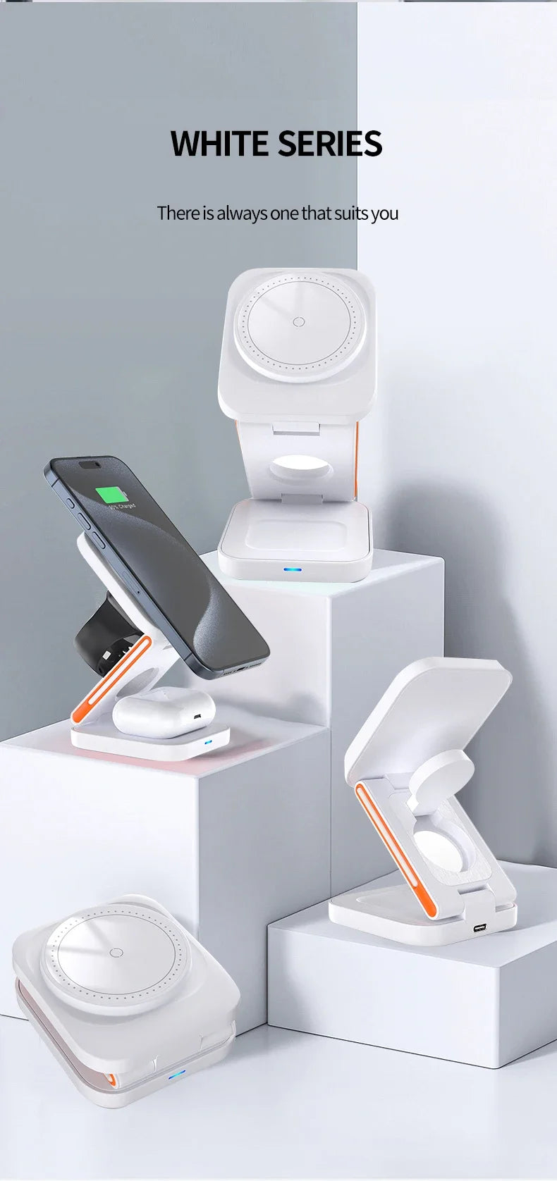 3-in-1 Foldable Magnetic Wireless Charging Station for Apple Devices