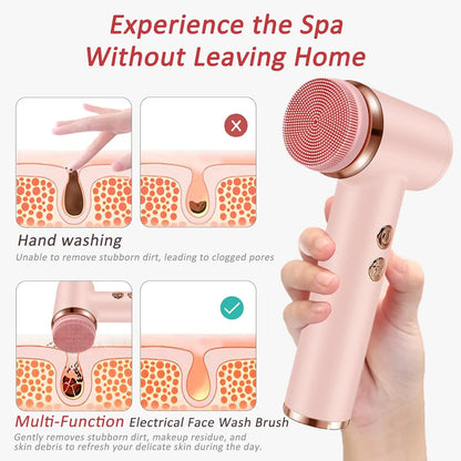 4-in-1 Waterproof Electric Facial Cleansing Brush & Exfoliating Massage Device