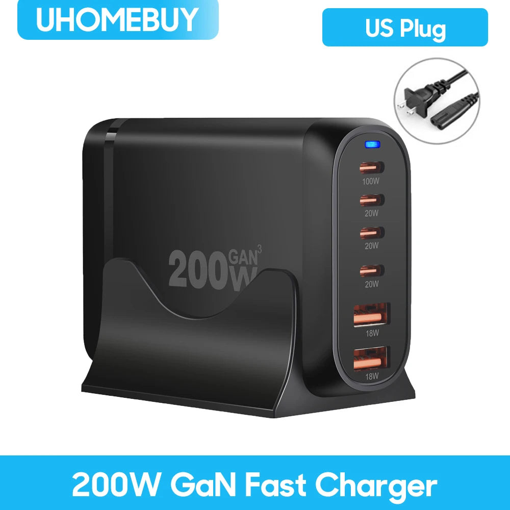 10-Port 800W GaN Desktop Fast Charging Station - 100W USB-C PD Charger - 18