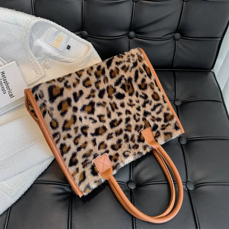 Leopard Faux Fur Tote