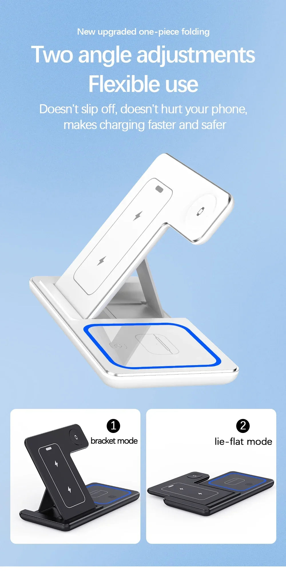 3-in-1 Foldable Wireless Charging Station for iPhone, Apple Watch & AirPods