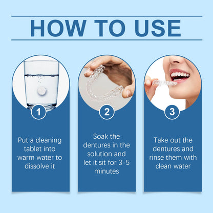 Denture Cleaning Effervescent Tablets - Antibacterial Retainer & Aligners Cleaner