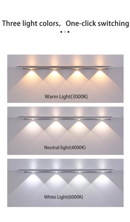 Ultra-Thin Motion Sensor Cabinet Light - Rechargeable Dimmable LED Under Counter Lighting