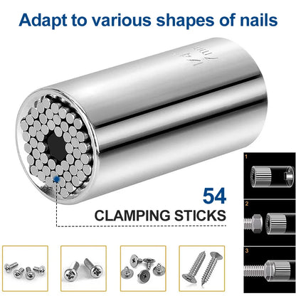 3-Piece Universal Socket Wrench & Adjustable Hex Sleeve Multi-Drill Attachment Set