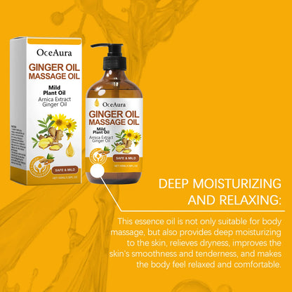 Natural Ginger & Arnica Muscle Relief Massage Oil for Deep Tissue Body Relaxation