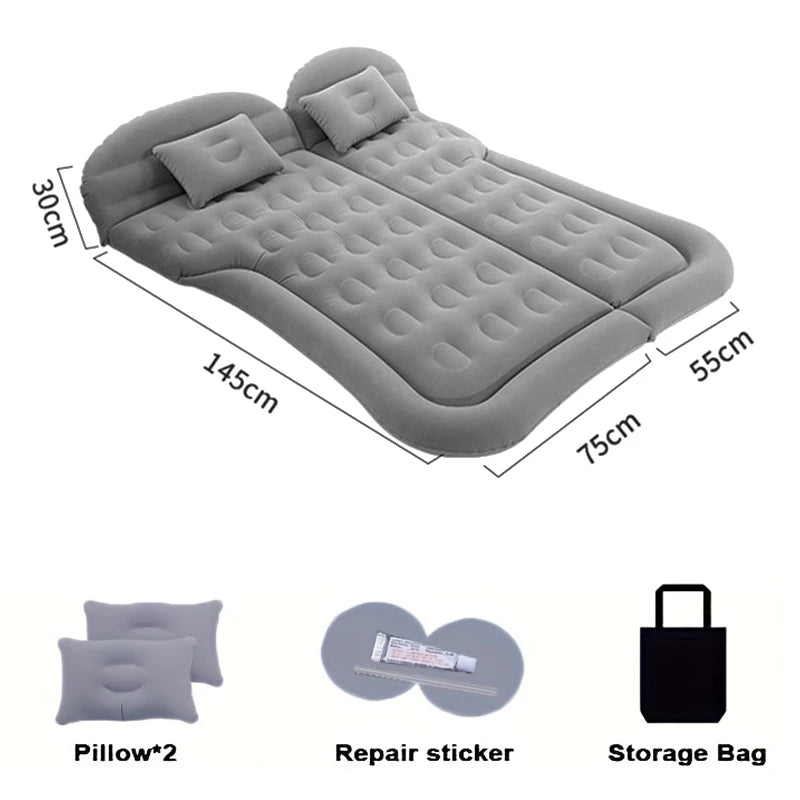 Universal Inflatable Car Air Mattress - Travel Bed & Portable Camping Mat with Pillows