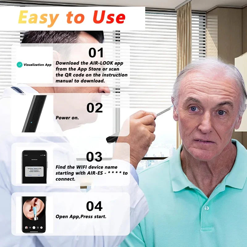 Smart Visual Ear Wax Remover - 1080P HD Camera Otoscope Cleaner