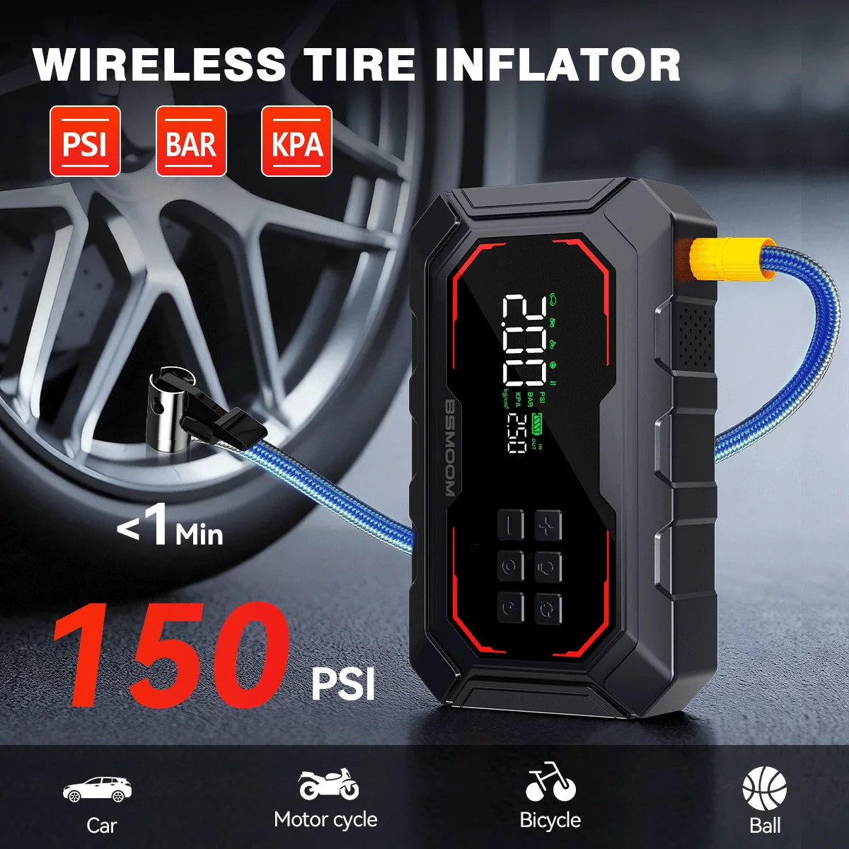 1500A Car Jump Starter with 150PSI Air Compressor & Power Bank - 10