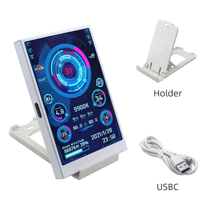 3.5" IPS PC Hardware Monitor - Real-Time CPU GPU RAM Temperature Display