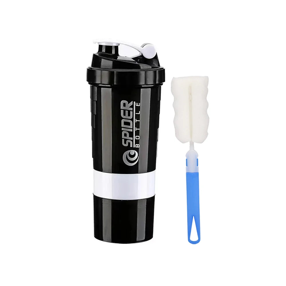 3-Layer Portable Protein Shaker Bottle - Leak-Proof Gym Mixing Cup - 14