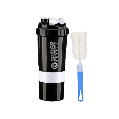 3-Layer Portable Protein Shaker Bottle - Leak-Proof Gym Mixing Cup