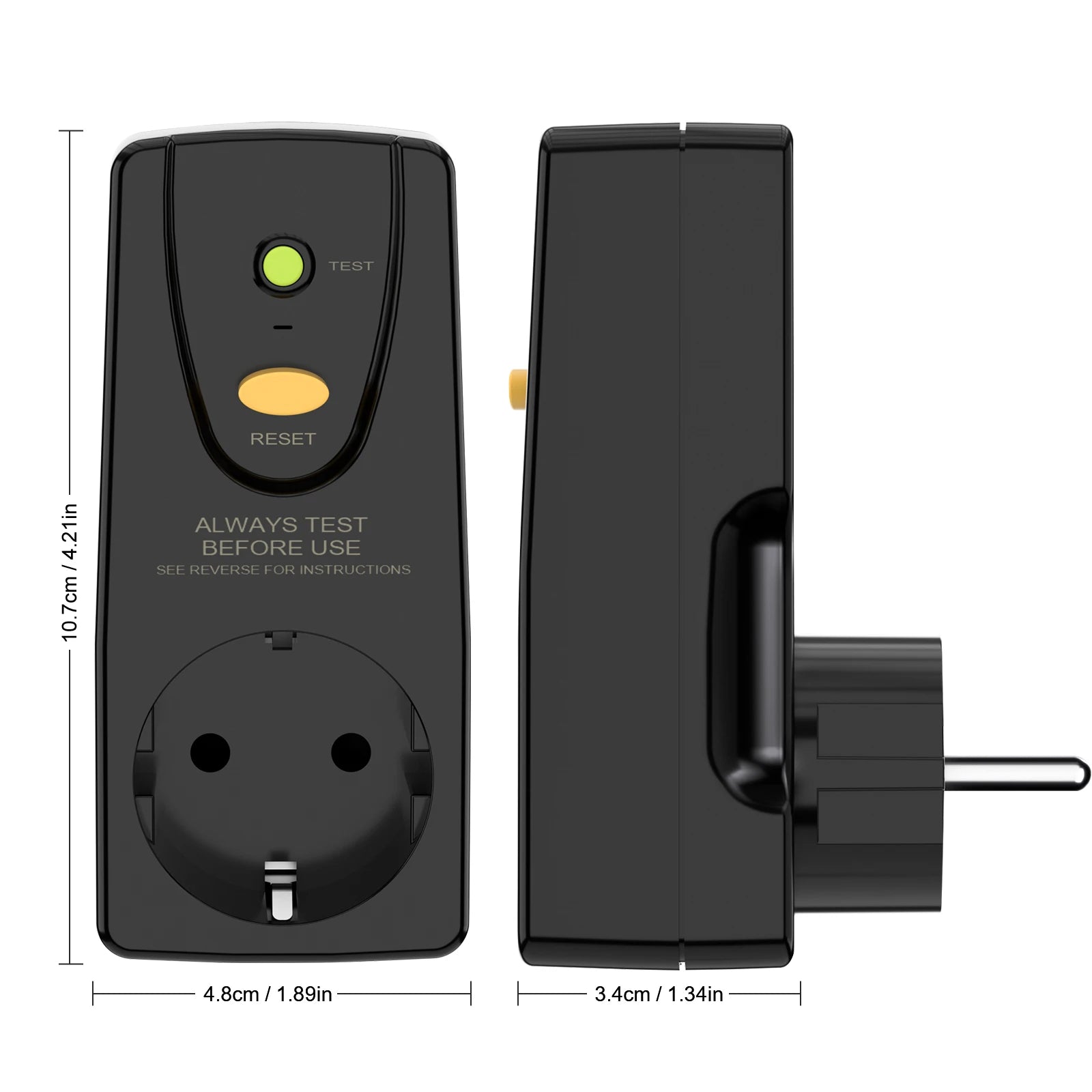 EU GFCI Leakproof Safety Plug - 16A RCD Circuit Breaker for Home & Outdoor - 10