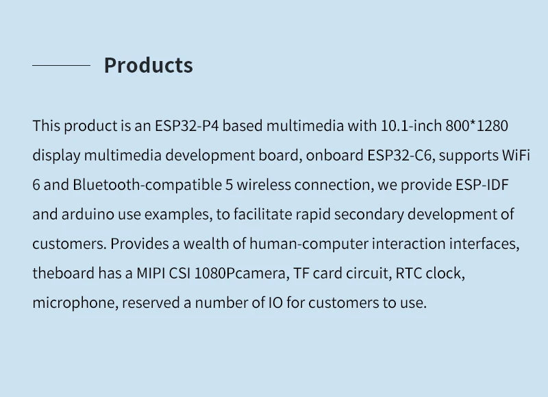 ESP32P4 10.1 Inch Development Board 1280x800 TFT Display WiFi & Bluetooth - 9