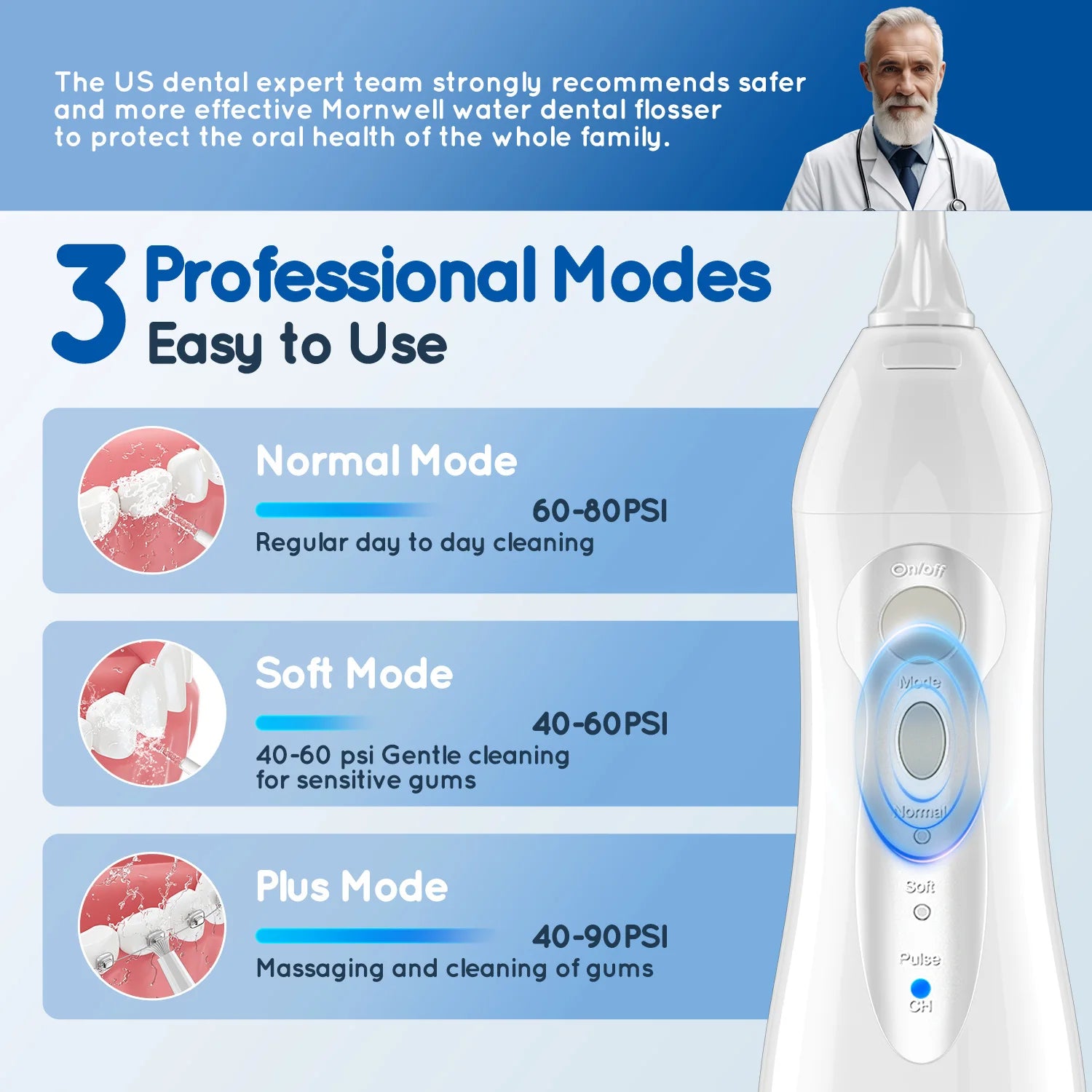 Portable Cordless Water Flosser with 300ml Tank and 6 Replacement Nozzle Tips - 2