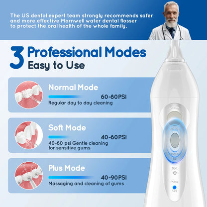 Portable Cordless Water Flosser with 300ml Tank and 6 Replacement Nozzle Tips
