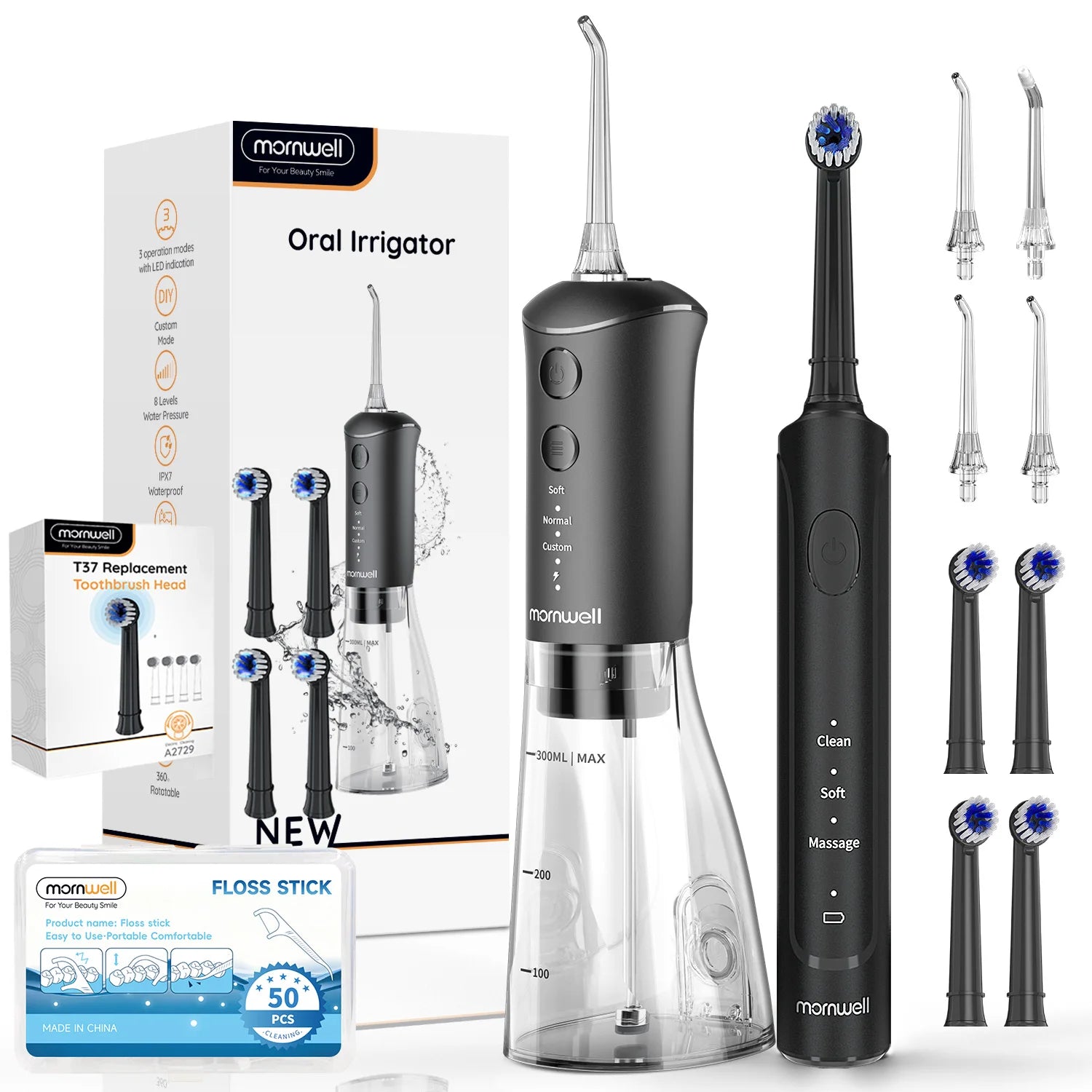 Portable Water Flosser and Sonic Electric Toothbrush Oral Care Combo Set - 20