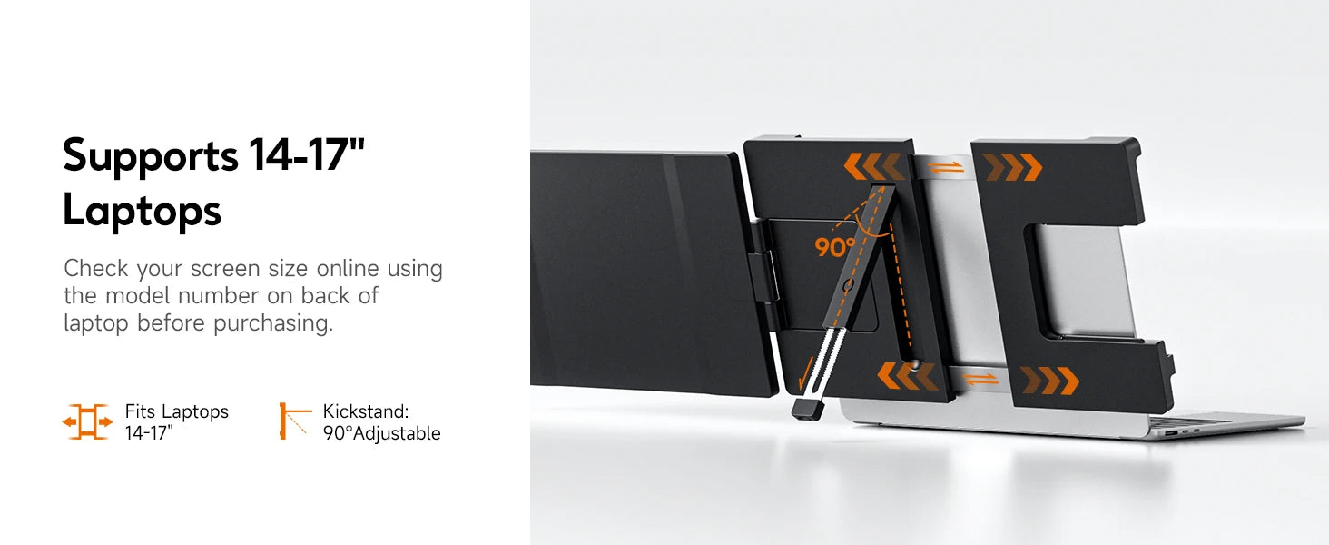 14.1" Portable Laptop Monitor - 1200P FHD IPS Triple Screen Extender - 25