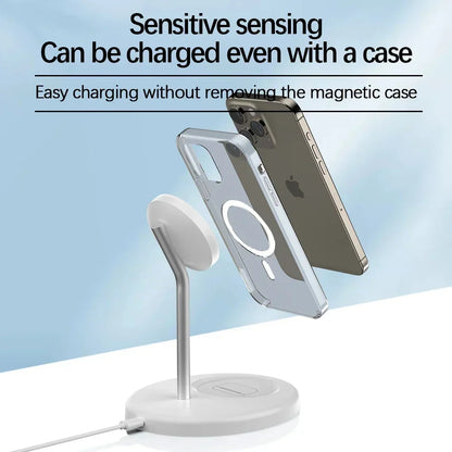 2-in-1 Magnetic Wireless Charging Stand for iPhone 16 15 14 13 12 & AirPods
