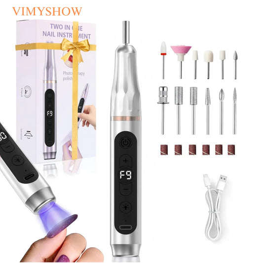 2-in-1 Professional Electric Nail Drill and UV Light Manicure Kit