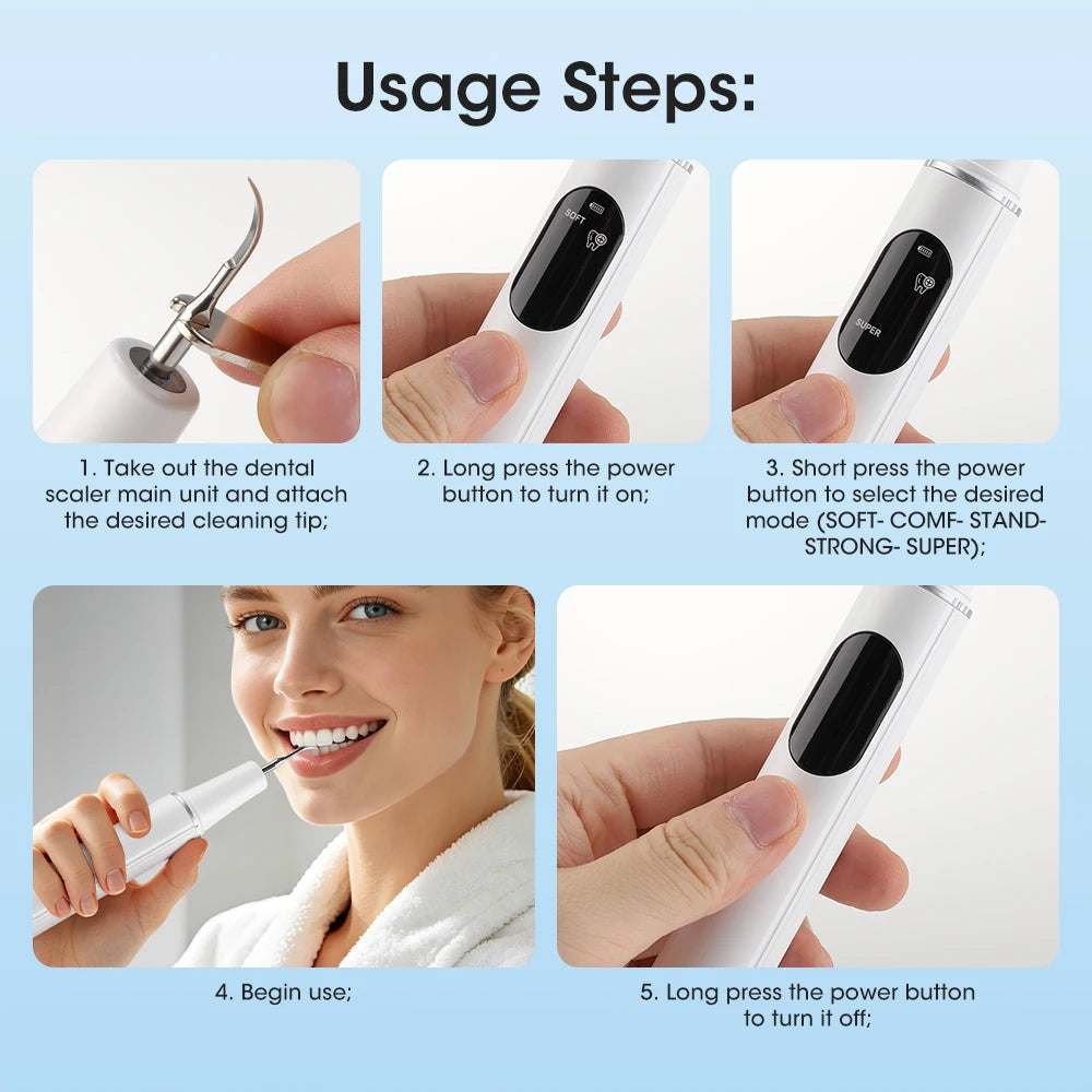 Ultrasonic Electric Teeth Cleaner & Tartar Plaque Remover for Professional Oral Care - 13