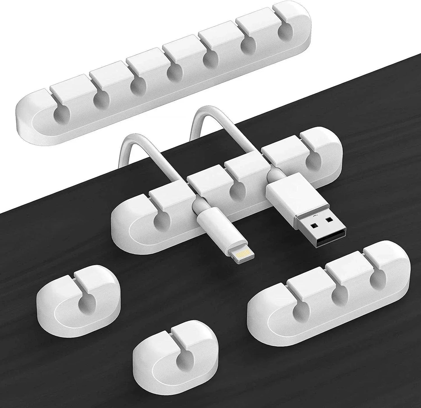 Self-Adhesive Silicone Cable Organizer Clips for Desk & Office Cord Management