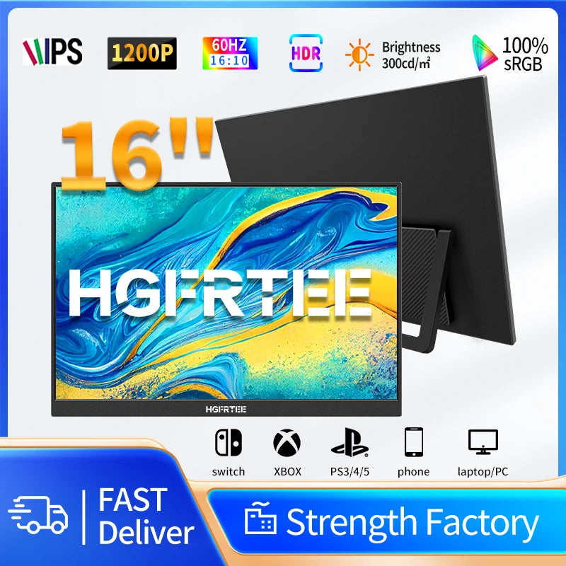 16" Portable Monitor 1920x1200 IPS FHD HDR10 Travel Display for Laptop - 1