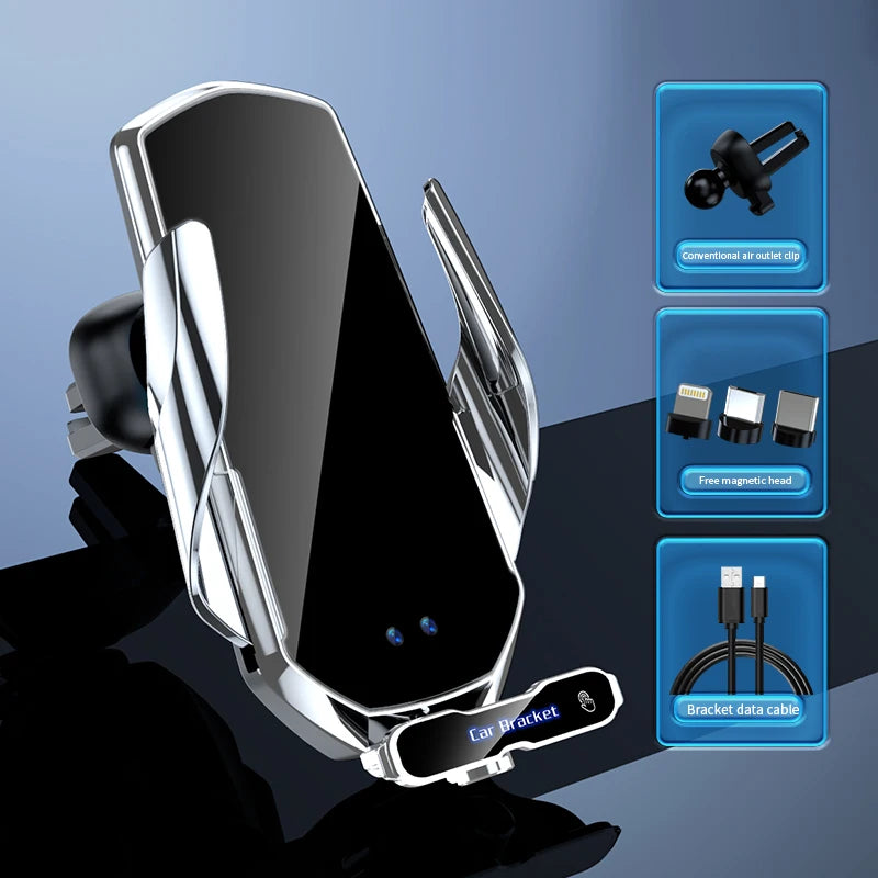 15W Automatic Clamping Car Wireless Charger & Magnetic Phone Mount
