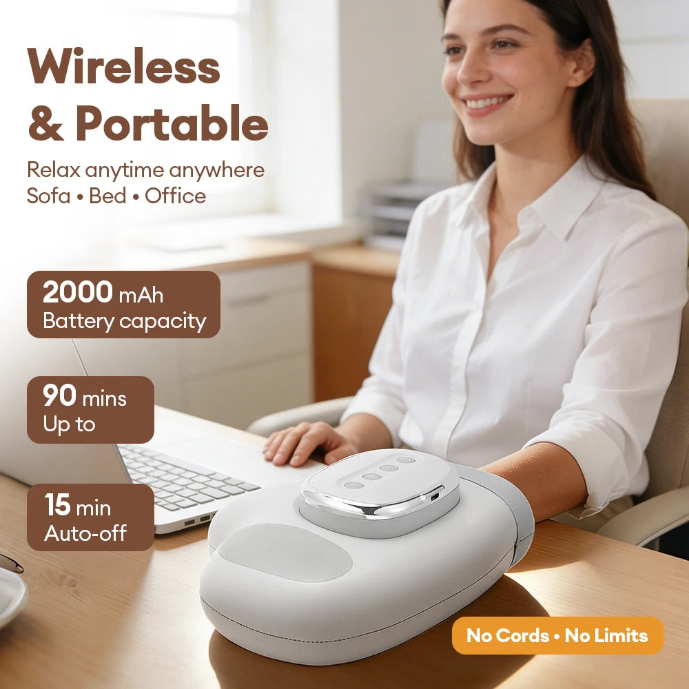 Electric Hand Massager with Heat & Air Compression - Cordless Finger Relief